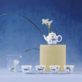 【荷为贵】景德镇礼物 奥唯 荷为贵 一壶四杯公道杯六件套礼盒装 闺蜜结婚礼物送新人 高档精致