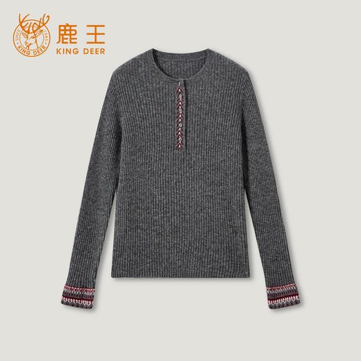 KINGDEER/KD秋冬新款北欧风女式长袖针织羊绒衫 约164g L805627 100%山羊绒鹿王 商品图11