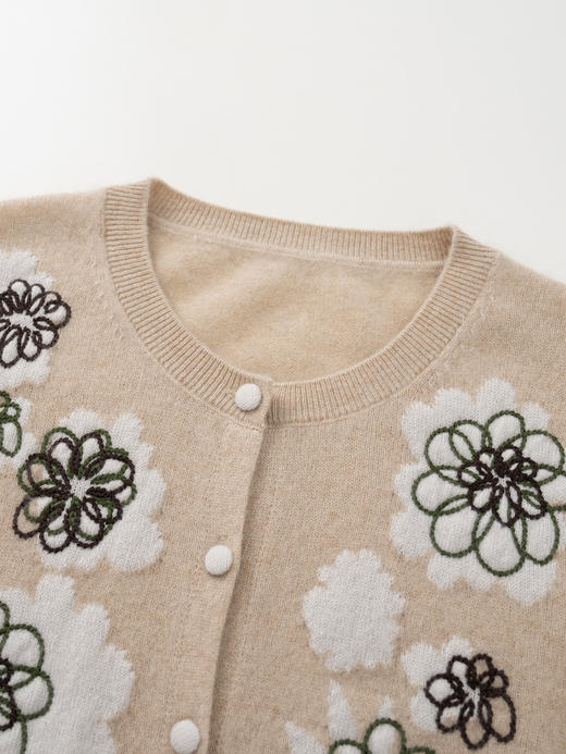 KINGDEER/KD秋冬新款女式圆领开衫长袖羊绒衫L805834复古奶奶风鹿王 商品图6