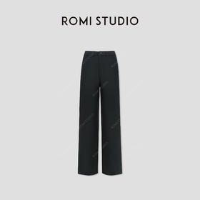 ROMI STUDIO100棉墨绿夏季休闲直筒裤23AWK1161