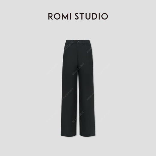 ROMI STUDIO100棉墨绿夏季休闲直筒裤23AWK1161 商品图0