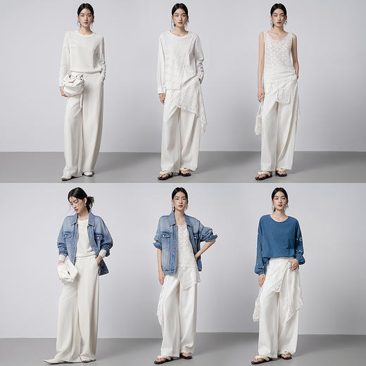 【林栖设计小店】简雅素意|棉麻白色蕾丝花边围腰2026春新款百搭牛仔裤1961224 商品图6
