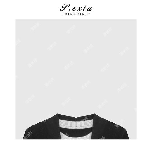 04-2潘依绣丁丁宠粉极简主义慵懒感假两件针织上衣 Q5687 商品图2