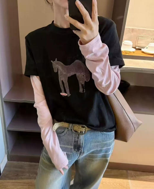 马年假两件长袖T恤打底衫1.16 商品图0