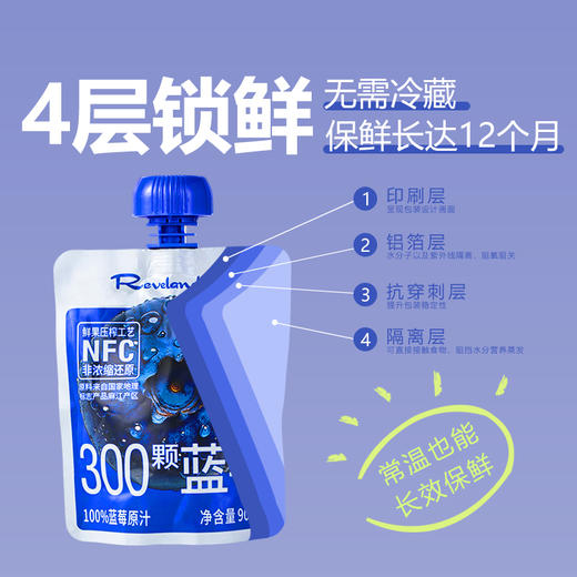 圆蓝NFC蓝莓原汁 90ml*10袋*1盒 商品图3