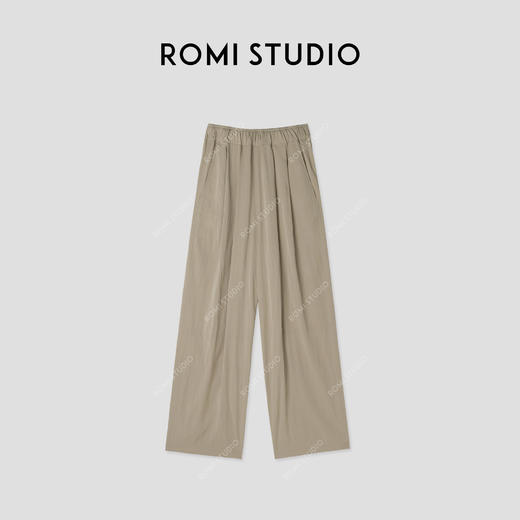 ROMI STUDIO气质休闲时尚显瘦直筒收腰杏色休闲裤421K8034 商品图0