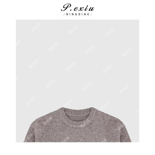 04-2潘依绣丁丁宠粉韩系简约圆领拼接袖口长袖套头毛织针织Q1548 商品图2