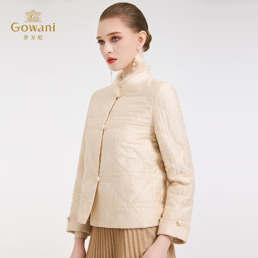 乔万尼贵气水貂毛领中式风短款舒适棉服外套ED4K840 商品图1