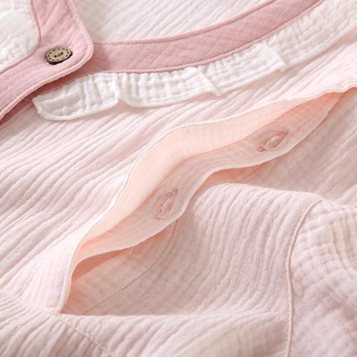 纯棉双层绉布月子服产后春夏吸汗透气甜美纯色纱布孕妇哺乳家居服 商品图2