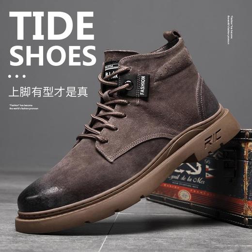 2025秋冬季马丁靴男中帮真皮休闲工装靴潮流英伦加绒保暖沙漠男靴 商品图1