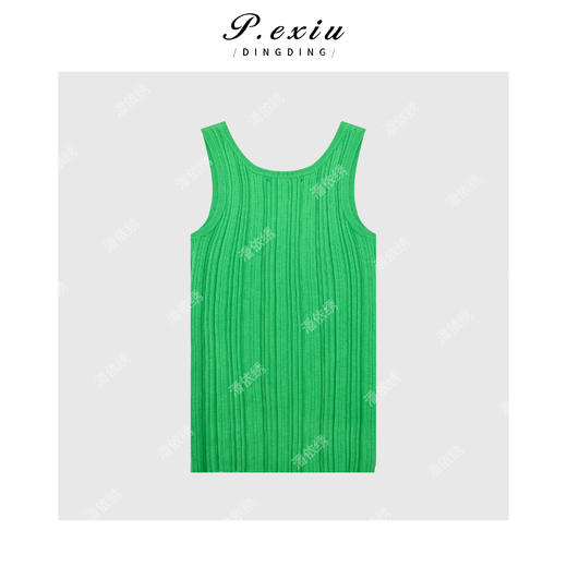 04-1潘依绣丁丁宠粉羊-毛坑条方领针织背心 Q4572 商品图1