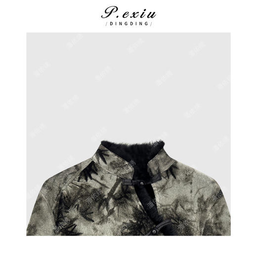 复古国风新中式印花盘扣不规则立领长袖上衣W-63750 商品图2