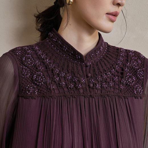 【林栖设计小店】手工钉珠|桑蚕丝钩花襦裙新中式仙气感2026春新款真丝连衣裙1961160 商品图6