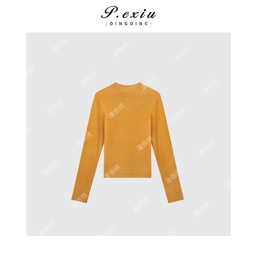 04-2潘依绣丁丁宠粉【落日橘调】羊-毛极简布包扣气质长袖针织开衫 ZZ0703 商品图1