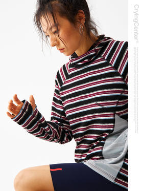 CryingCenter 条纹撞色哈苏线口袋休闲运动长袖连帽衫 哭喊中心