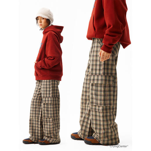 CryingCenter 格纹飘带可调节阔腿裤居家外出懒人裤 哭喊中心 商品图3