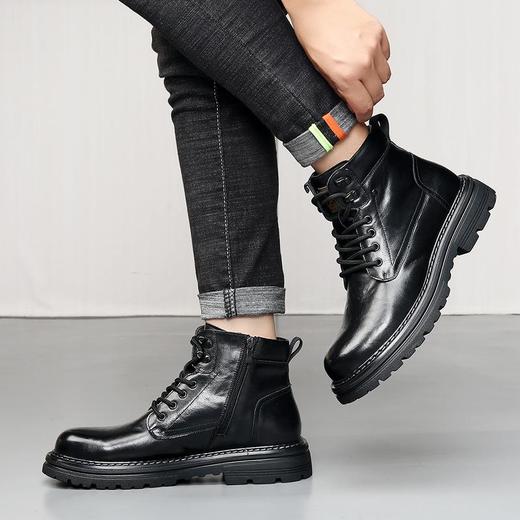 马丁靴男士潮款冬季外穿头层牛皮工装靴男式防滑厚底加绒保暖男鞋 商品图2