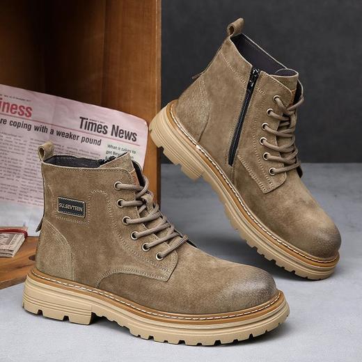 男鞋马丁靴真皮冬季英伦风工装靴男款厚底加绒保暖靴子男士潮款 商品图2