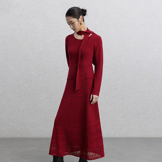 【林栖设计小店】红颜新禧|复古优雅百搭多色肌理感2026春新款毛织半身裙G1961384 商品图9