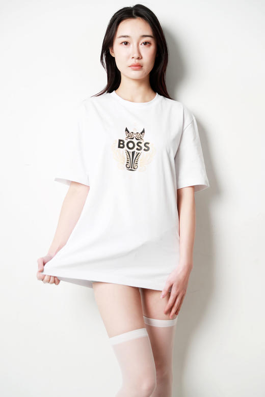 烫金字母tee，印花设计t恤。徽标字母图案圆领正肩半袖儿E011766 商品图11