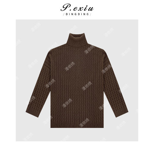 04-2潘依绣丁丁宠粉澳洲羊-毛绞花编织高领针织上衣 ZZ0695 商品图1