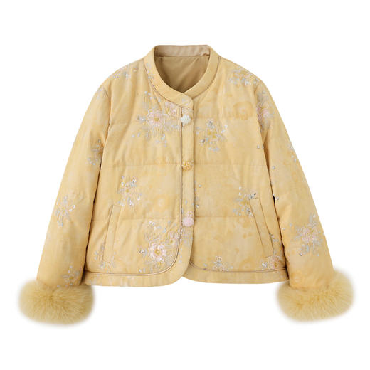 新中式重工刺绣羽绒服女短款2025冬新款优雅气质90白鸭绒保暖外套YJLY86877 商品图4