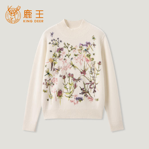KINGDEER/KD秋冬新款女式长袖羊绒衫L805811轻运动/花朵/休闲款鹿王 商品图9