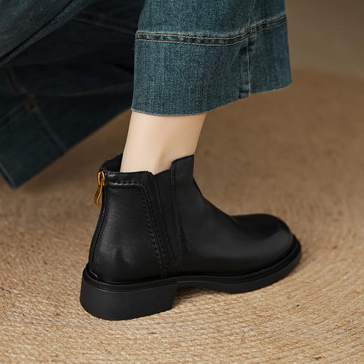 【预售5天】头层牛皮真皮短靴中跟粗全皮女靴SSH&S5917 商品图3