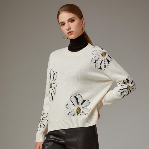 KINGDEER/KD秋冬经典百搭长袖圆领羊绒衫L804037温婉奶油款鹿王 商品图9