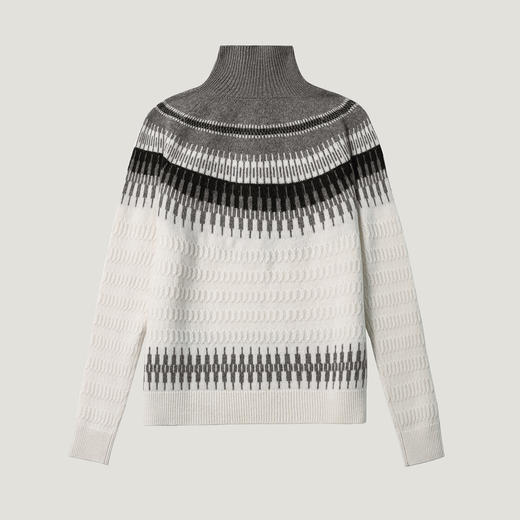 King Deer/鹿王秋冬新款女式长袖高领半拉链羊绒衫L805956复古奶奶风鹿王 商品图5