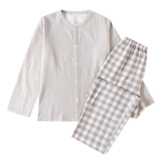 无印风纯棉纱布家居服男士纯色睡衣春夏秋季长袖长裤家居服可外穿 商品图4