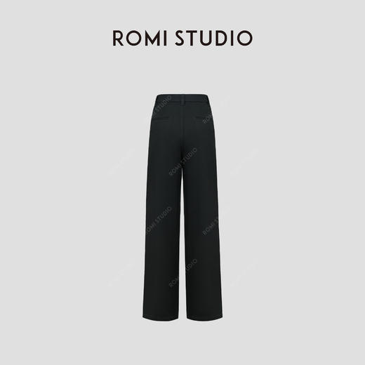 ROMI STUDIO100棉墨绿夏季休闲直筒裤23AWK1161 商品图1