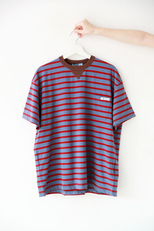 复古条纹tee，长袖+短袖哇。Oversize胸口横标平纹针织t恤E011788 商品图8