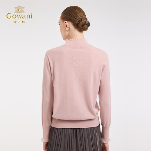 【5色可选】乔万尼木耳边勾花拼接半高领羊毛保暖打底衫毛衫ED4M827 商品图5