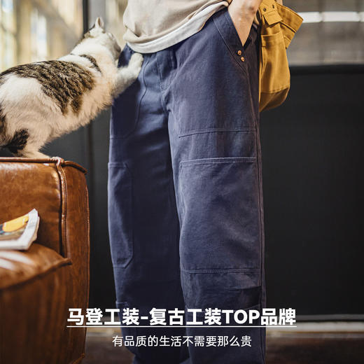 马登工装美式复古水洗多口袋工装伐木裤纯棉阔腿束脚休闲裤子男春 商品图4