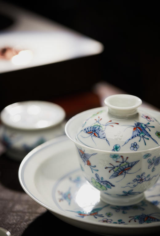 【景德镇陶瓷茶具】釉下斗彩--蝶恋花茶具  10件套  送礼自用都合适 商品图1