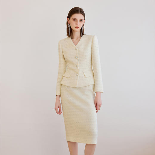 IWY/米白色职业套裙女气质名媛西装高端精致两件套时尚工作服CS2489 商品图0