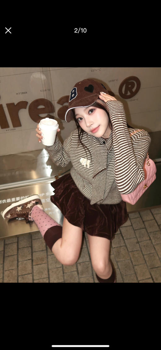 118-3 纯圆正尾货 bibiy 爱心花朵刺绣 三色鸭舌帽 松紧抽绳棒球帽 灯芯绒/平纹棉 商品图2