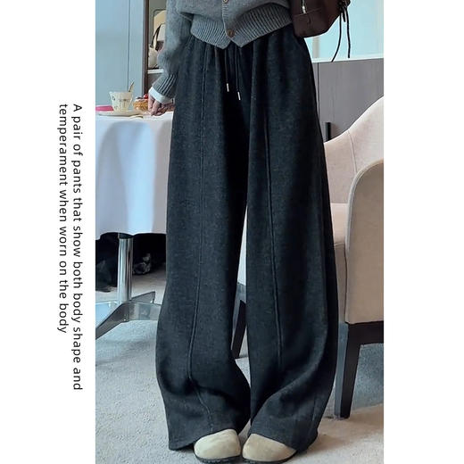 梦惠妮 · 毛呢云朵加绒弯刀裤 加绒加厚 松紧高腰 垂感遮肉 软糯亲肤 抗皱不起褶 商品图2