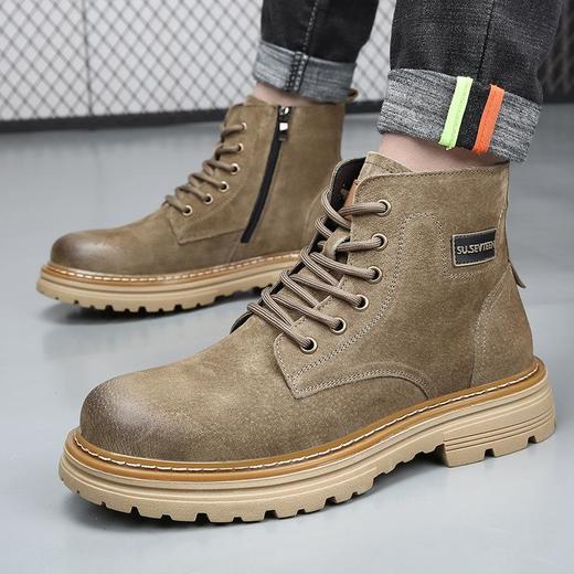 男鞋马丁靴真皮冬季英伦风工装靴男款厚底加绒保暖靴子男士潮款 商品图0