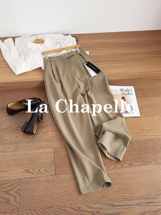 拉夏贝尔/La Chapelle高克重高质感~简约时尚百搭遮胯显瘦直筒休闲裤 商品图2
