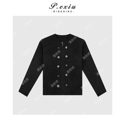 04-2潘依绣丁丁宠粉极简休闲风拉链圆领针织开衫 Q3458 商品图0