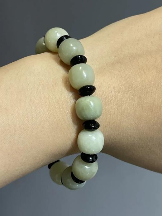 和田且末蓝白玉鼓珠手链，顺丰包邮 商品图1