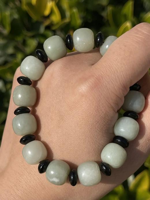 和田且末蓝白玉鼓珠手链，顺丰包邮 商品图2