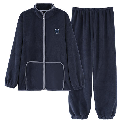 2025冬季新品男士拉链款立领珊瑚绒套装可居家可外穿家居服 商品图4