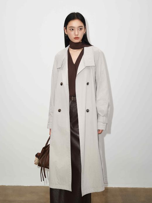 【商场同款】伊芙丽质感冷调收腰长款风衣1G8260281 商品图0