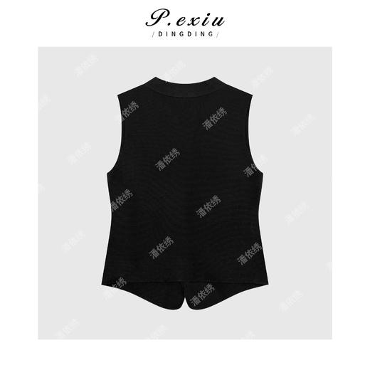 排扣V领蕾丝系带针织背心Q97842 商品图1