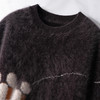 丁摩 100%纯山羊绒重工刺绣拉绒系列针织打底衫圆领女套头保暖上衣保暖 商品缩略图3