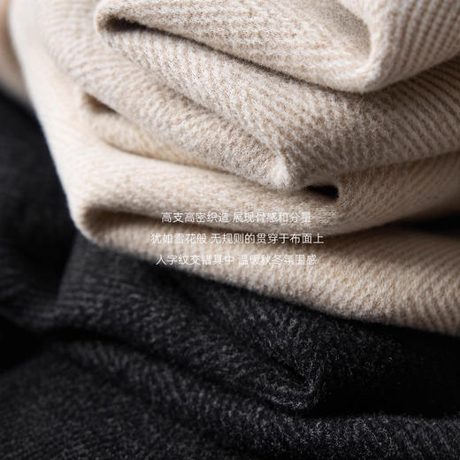 醋酸羊毛阔腿裤 秋冬季2025新款加绒直筒窄版垂感人字纹毛呢裤 商品图3