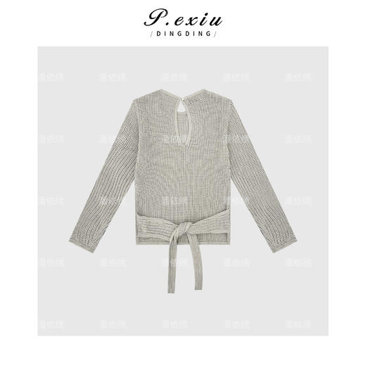 04-1潘依绣丁丁宠粉设计感镂空后背绑带针织衫 Q98614 商品图1